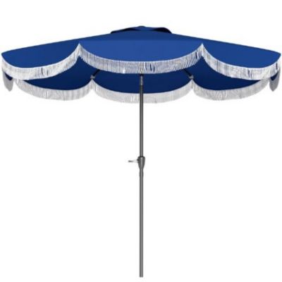 8.8ft Outdoor Umbrella with Crank Patio Umbrella 8 Ribs Push Button Tilt