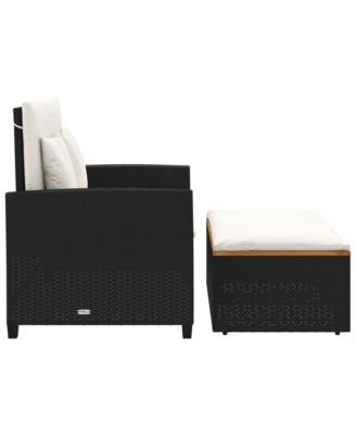 vidaXL Patio Sofa Black Poly Rattan 2-seater