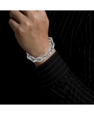 14K Gold Plated or White Gold Plated with Clear Cubic Zirconia Link Bracelet