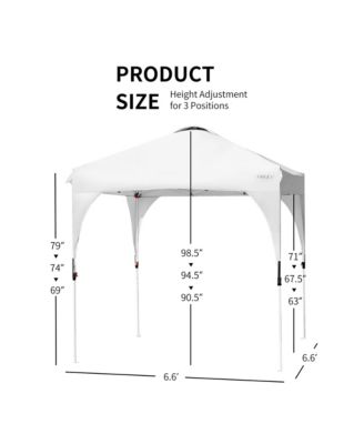 6.6x6.6 FT Pop up Canopy Tent Shelter Height Adjustable w/ Roller Bag