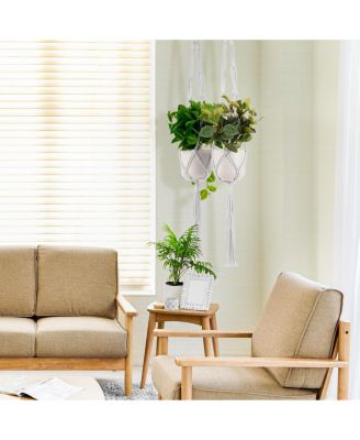 Macrame Plant Hanger - for Indoor & Outdoor Hanging - Cotton Rope, for Home, Patio, Garden