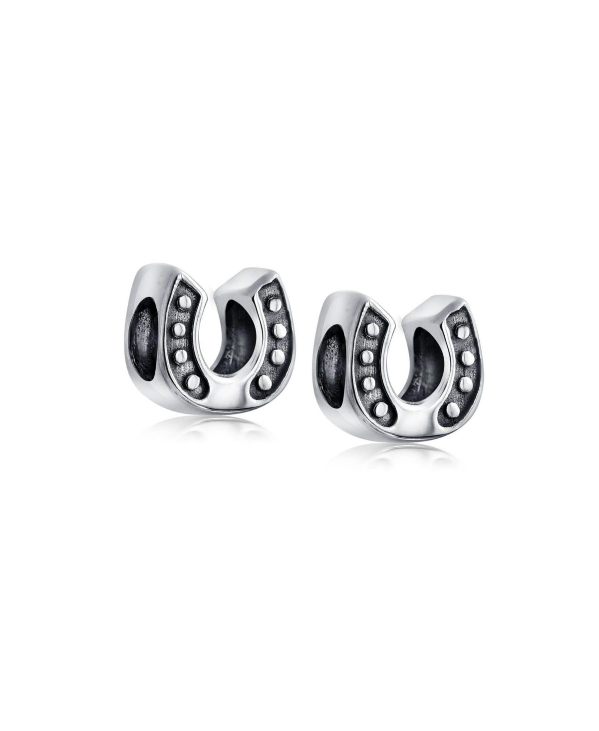 Set of 2 Lucky Horseshoe Charm Bead Sterling Silver for European Bracelet - Silver set