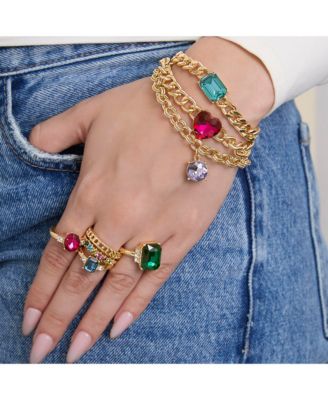 Multi-Gemstone Statement Ring Set