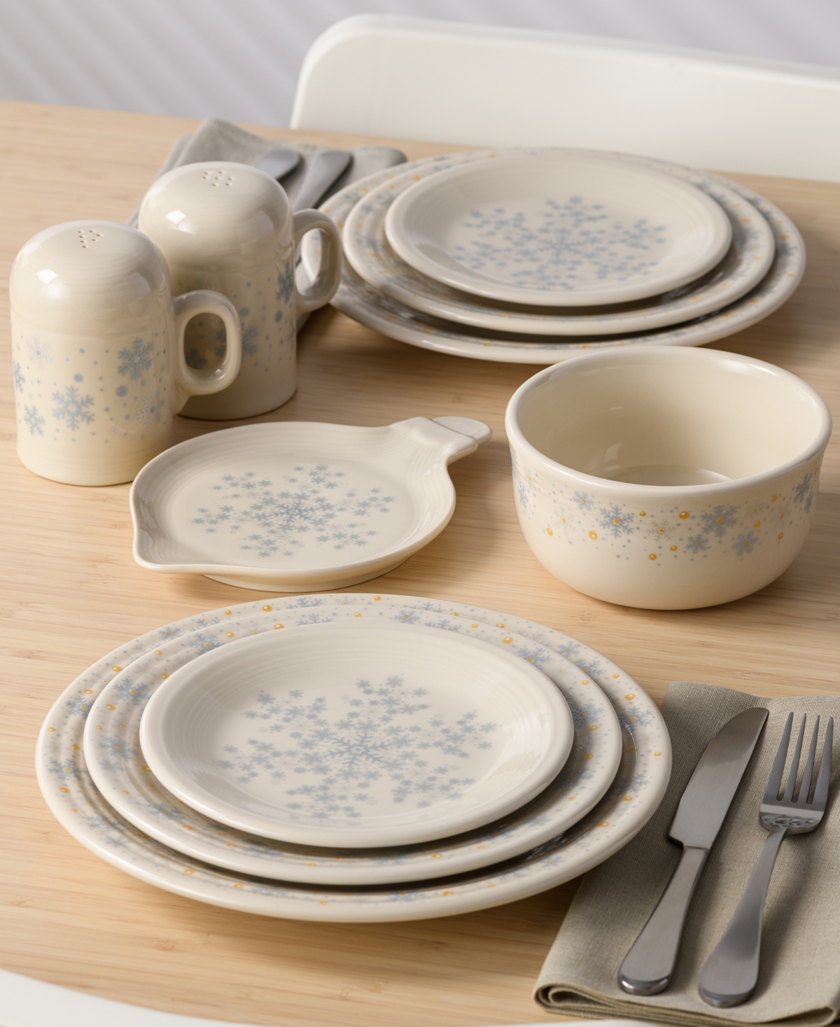 Fiesta Linen Snowflakes Rangetop Large Salt & Pepper Shakers, Exclusively At Macy's In Neutral