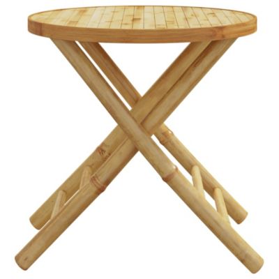 Garden Table Natural Bamboo Bamboo 17.7 in Diameter Foldable