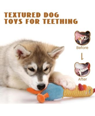 2 in 1 Chicken Lives Twice Dog Toy, Cute Stuffed Toys with Large Durable Rubber Squeaky Core