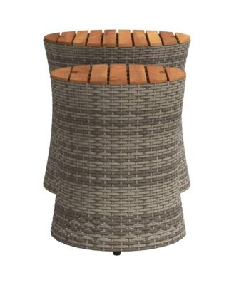 Garden Side Table Grey and brown PE rattan Large and Small