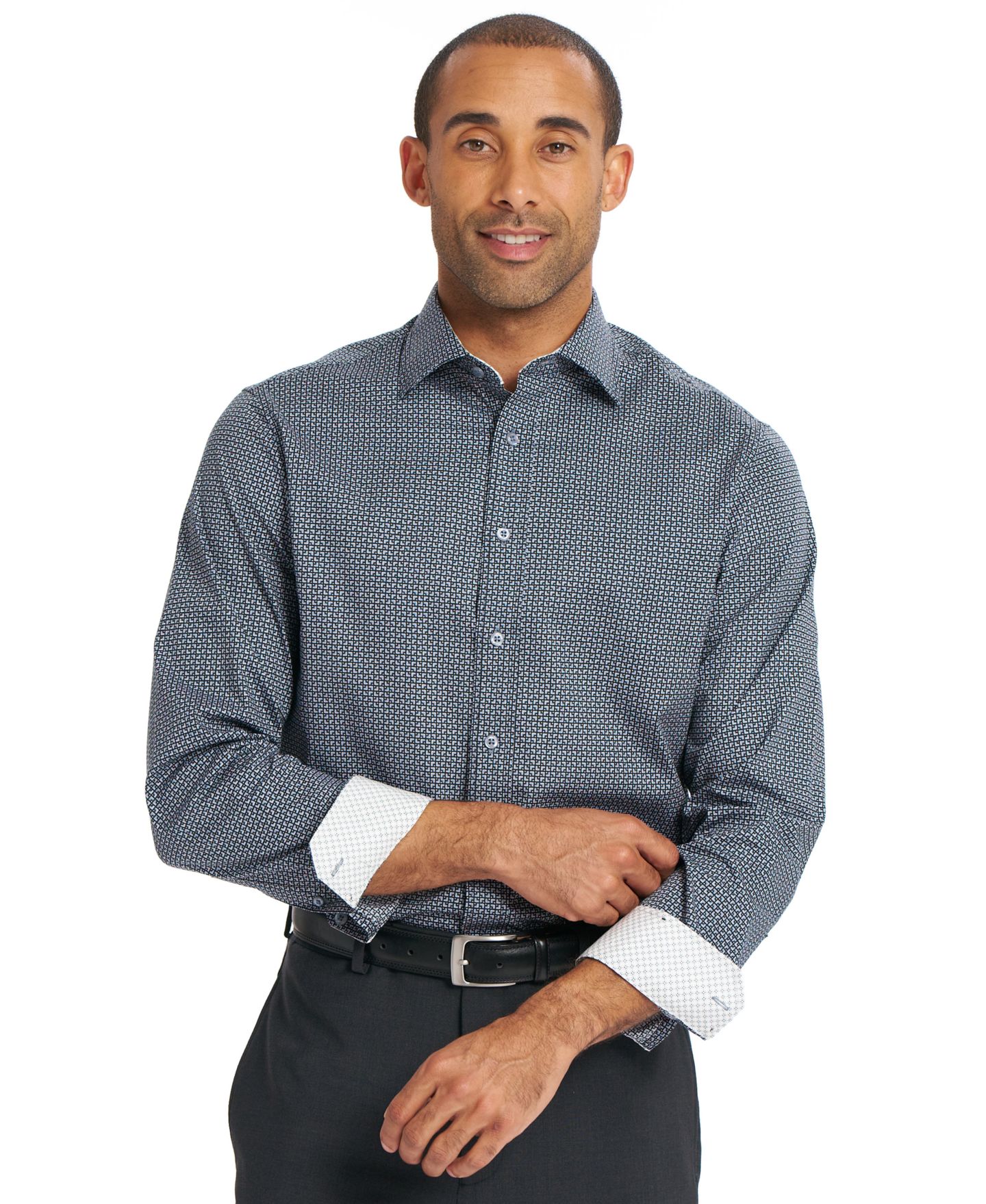 Мужская рубашка Nick Graham Corner Square Dress Shirt, цвет: Чёрный — фото 4