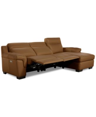Julius II 3-Pc. Leather Chaise Sectional with 2 Power Recliners