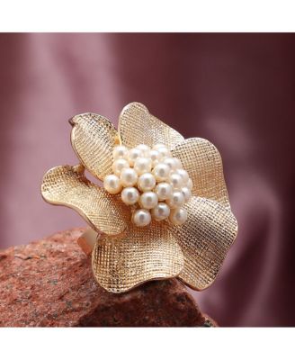 Women's Gold  Metallic Flora Statement Ring