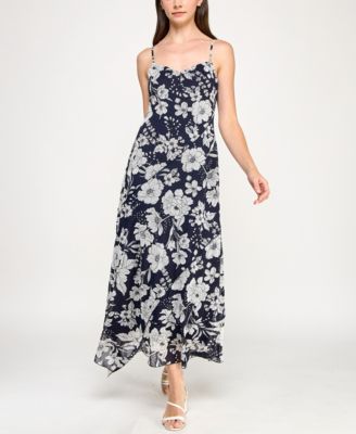 Juniors' Printed V-Neck Sleeveless Maxi Dress 