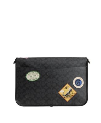 COACH Men's Hitch Signature Canvas with Patches Messenger