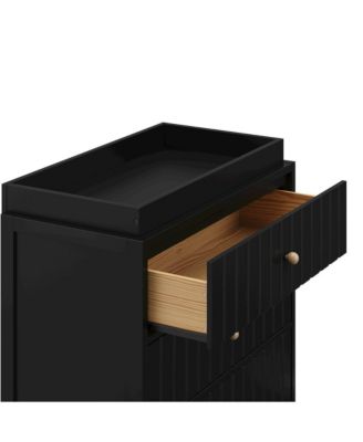 Teddi 3 Drawer Chest with Changing Table Topper (Black)