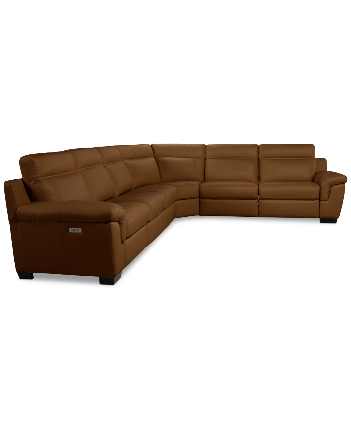 Macy's Julius Ii 6-pc. Leather L Sectional With 3 Power Recliners,  Exclusive In Brown