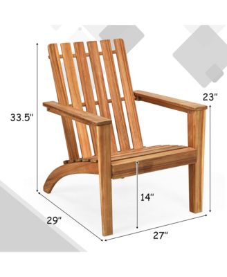 2PCS Patio Acacia Wood Adirondack Chair Lounge Armchair sturdy Outdoor Garden