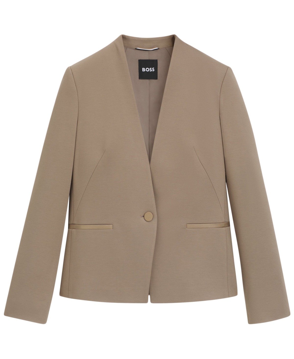 Hugo Boss Boss By  Women's Collarless Regular-fit Blazer In Brown