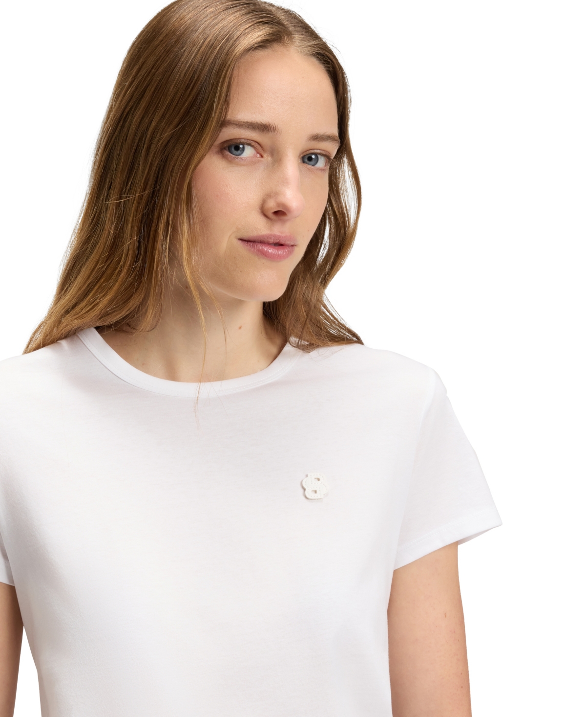 Hugo Boss Boss By  Women's Slim-fit Mercerized-cotton Monogram T-shirt In White