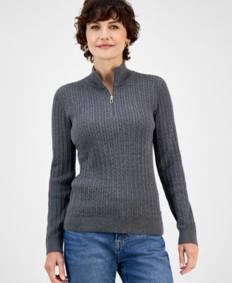 Women's Cotton Mock-Neck Sweater, Online Only