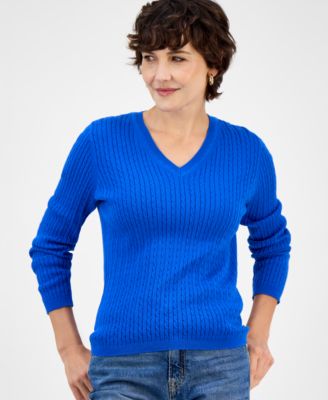 Nautica Jeans - Women's V-neck Cable Knit Sweater, Online Only