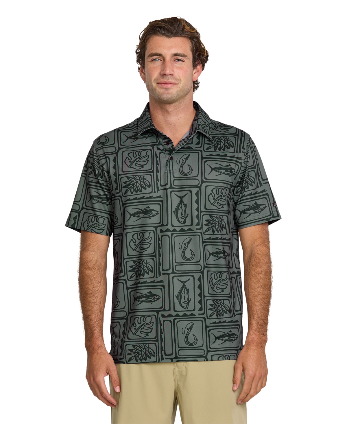 Men's Regular Fit Fish Block Polo Shirt - Light blue