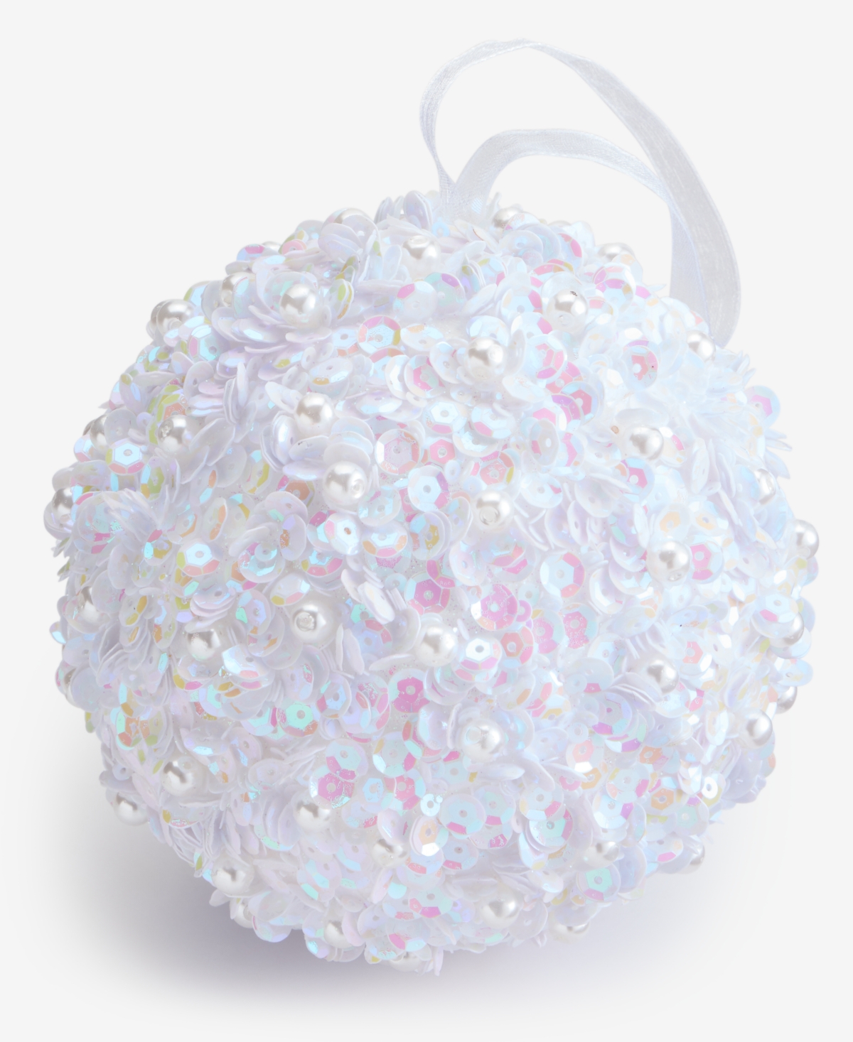 Holiday Lane Pastel Shine White Ball Ornament, Macy's Exclusive In Transparent