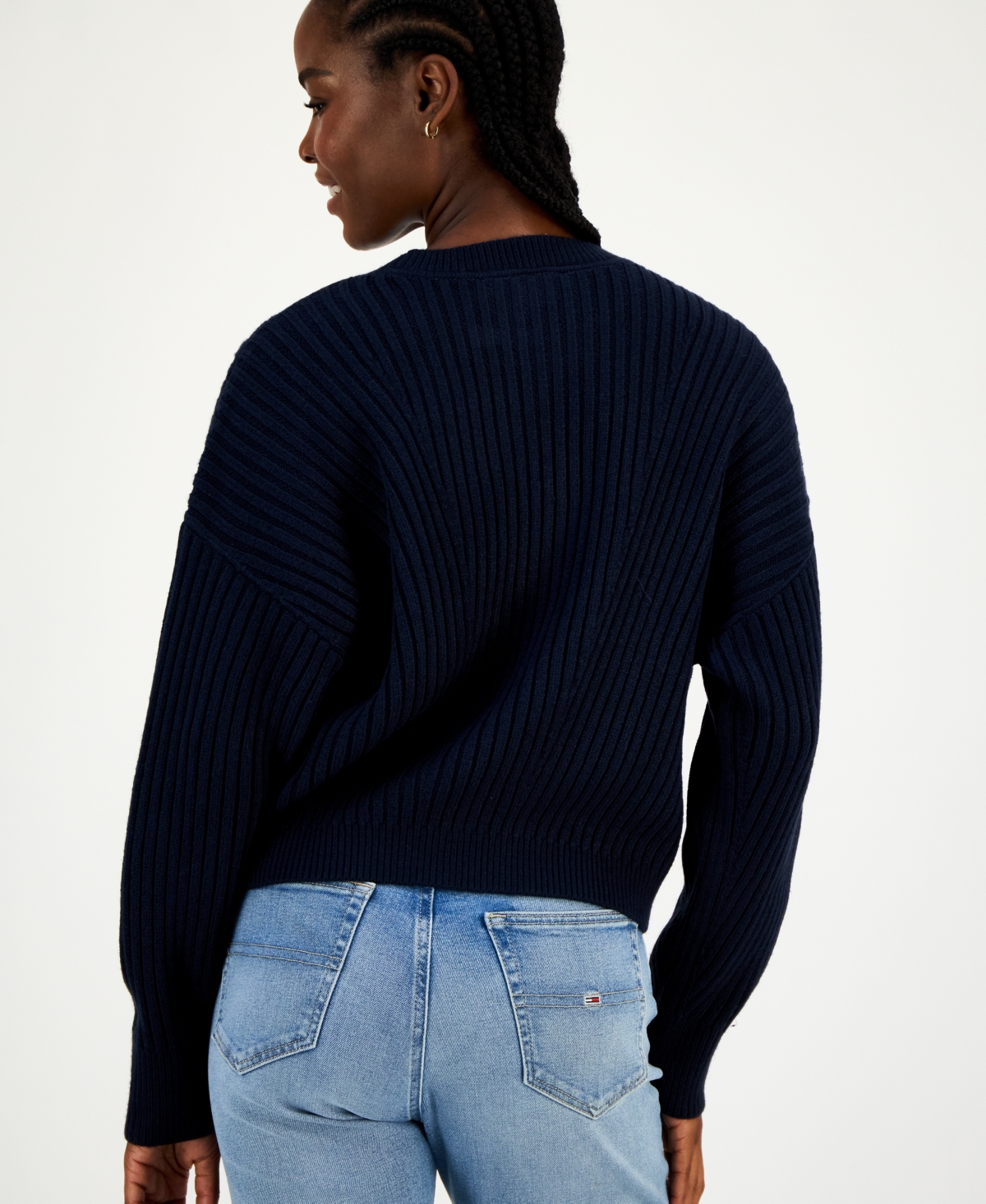 Tommy Hilfiger Women's Traveling Cable Sweater In Blue