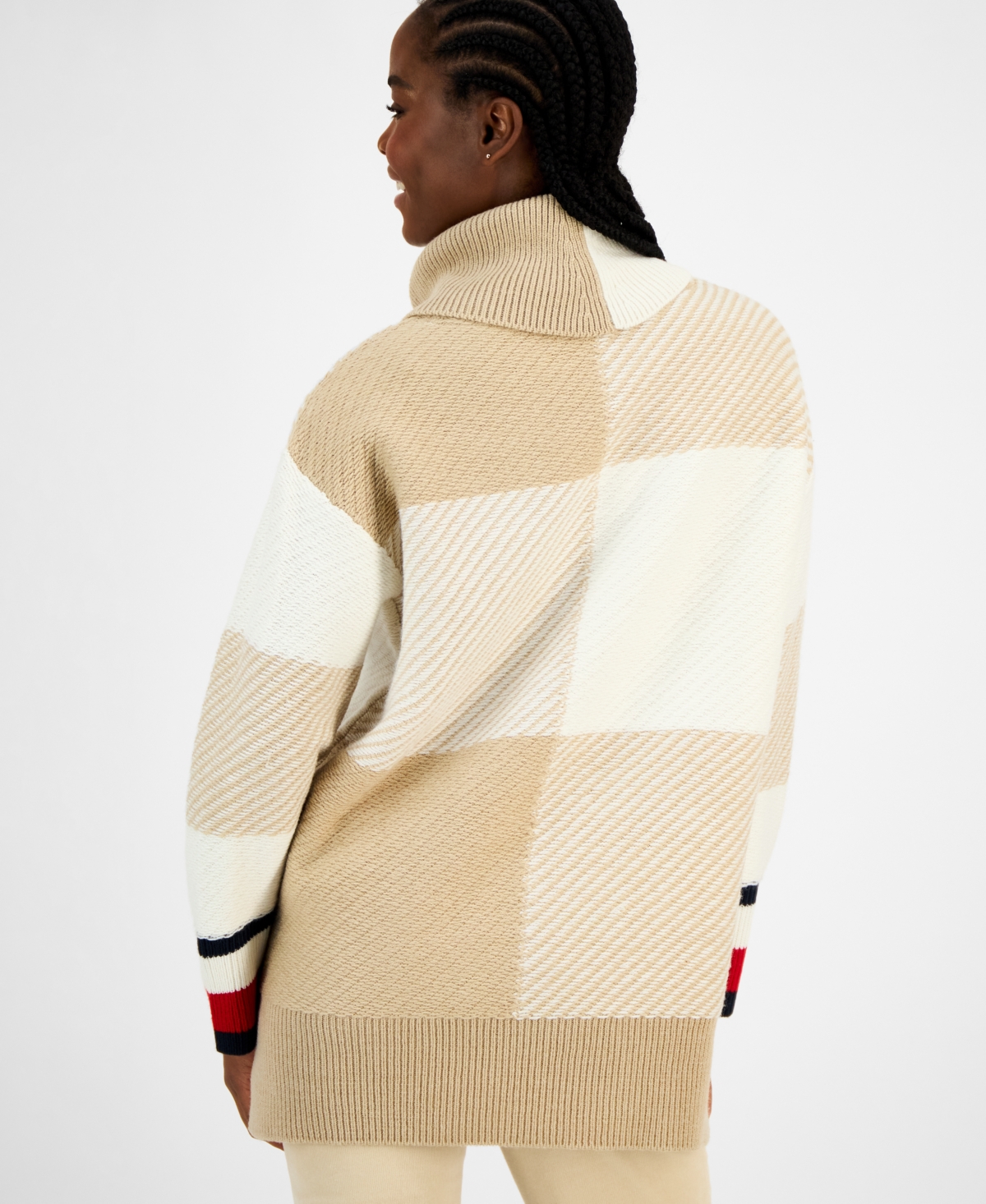Tommy Hilfiger Women's Plaid Cowlneck Sweater In Neutral