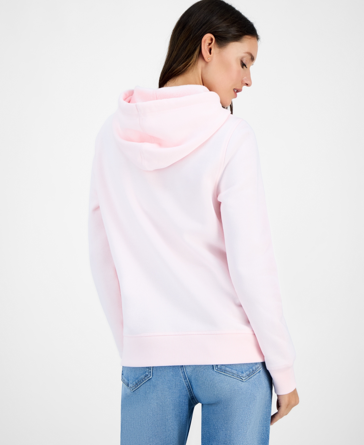 Tommy Hilfiger Women's Embroidered Logo Hooded Sweatshirt In Pink