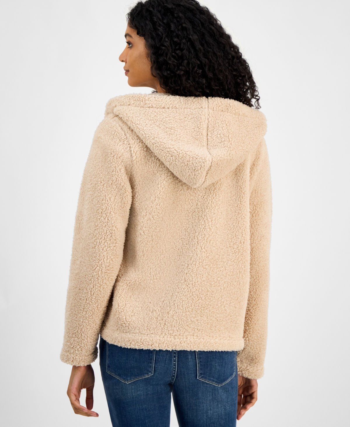 Tommy Hilfiger Women's Zip-front Long-sleeve Sherpa Jacket In Neutral