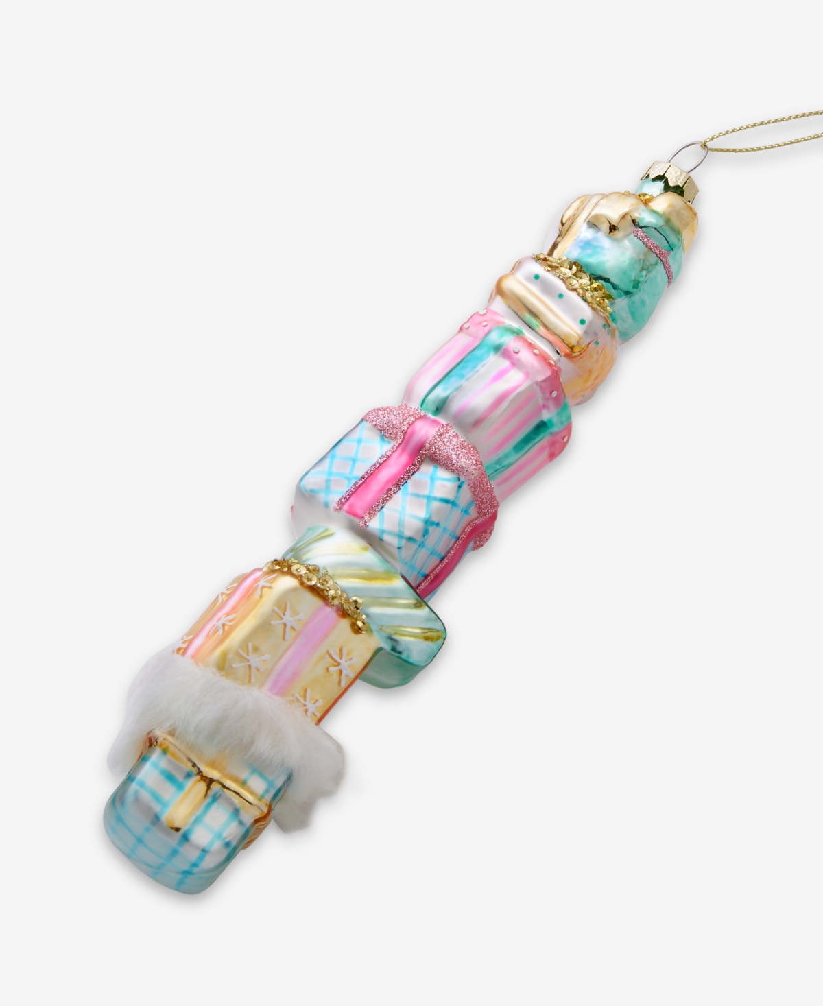 Holiday Lane Pastel Shine Rainbow Gift Box Stack Ornament, Macy's Exclusive In Transparent