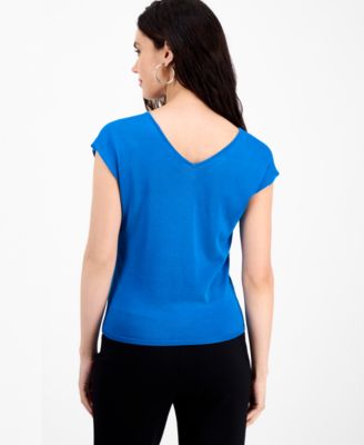 I.N.C. International Concepts Petite Double-V-Neck Cap-Sleeve Sweater, Macy's Exclusive