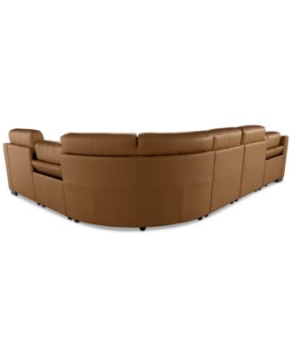Julius II 6-Pc. Leather Chaise Sectional with 2 Power Recliners, Macy's Exclusive