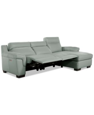 Julius II 3-Pc. Leather Chaise Sectional with 2 Power Recliners, Macy's Exclusive