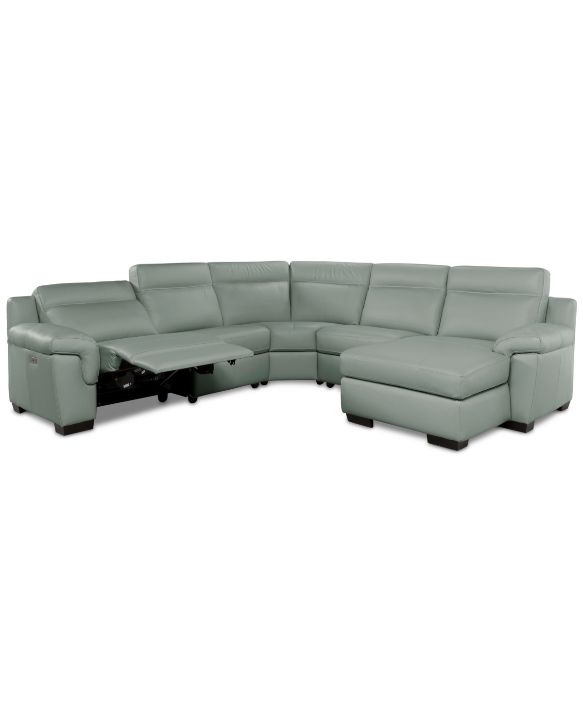 Macy's Julius Ii 5-pc. Leather Chaise Sectional With 1 Power Recliner,  Exclusive In Gray