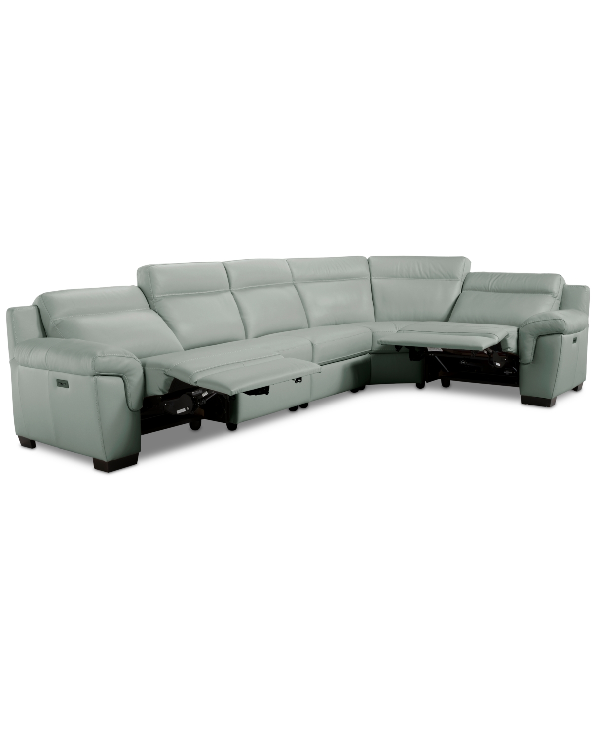 Macy's Julius Ii 5-pc. Leather L Sectional With 2 Power Recliners,  Exclusive In Gray
