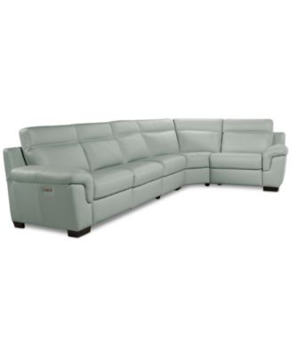 Julius II 5-Pc. Leather L Sectional with 3 Power Recliners, Macy's Exclusive