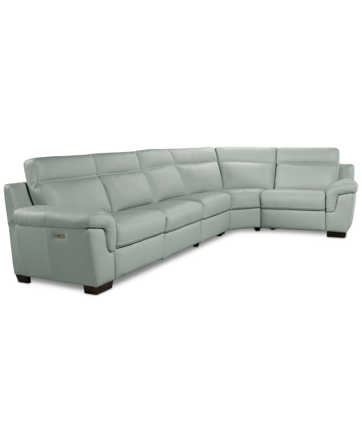 Macy's Julius Ii 5-pc. Leather L Sectional With 3 Power Recliners,  Exclusive In Gray