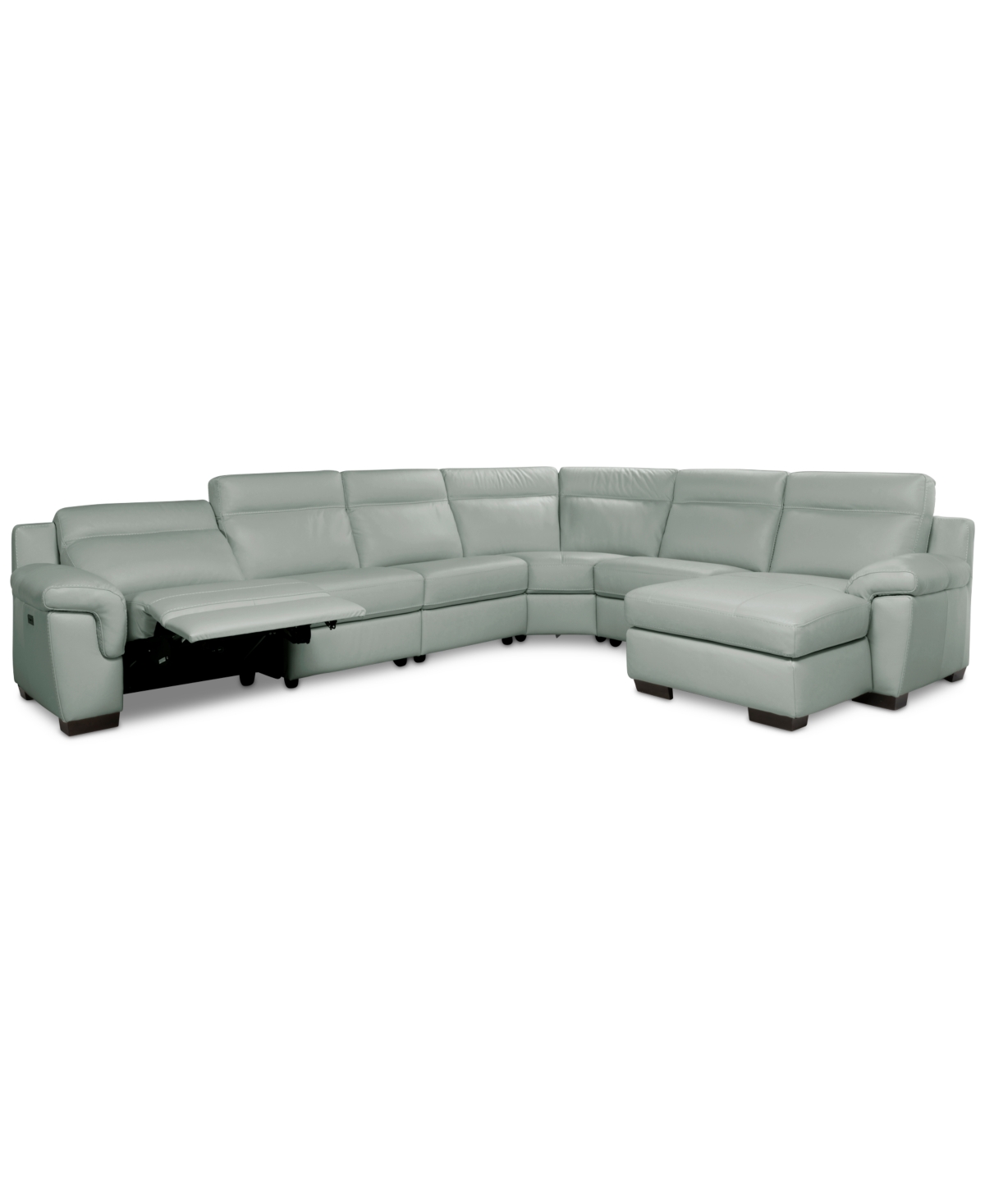 Macy's Julius Ii 6-pc. Leather Chaise Sectional With 1 Power Recliner,  Exclusive In Gray