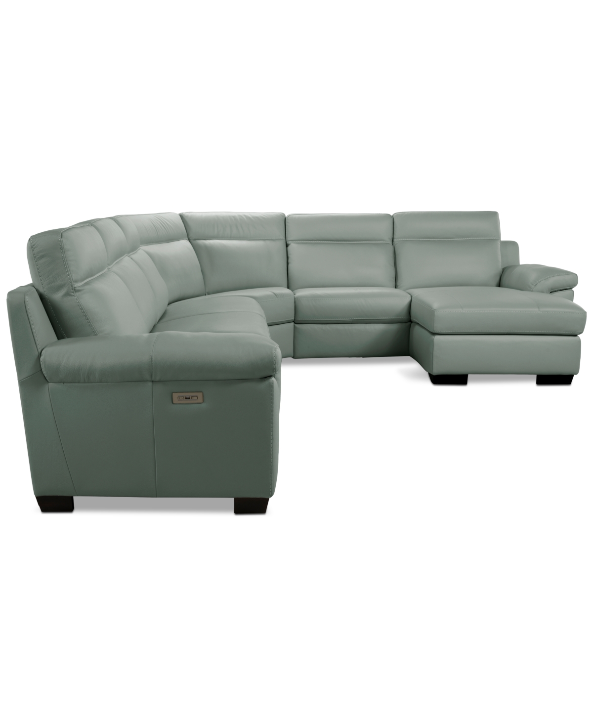 Macy's Julius Ii 6-pc. Leather Chaise Sectional With 2 Power Recliners,  Exclusive In Gray