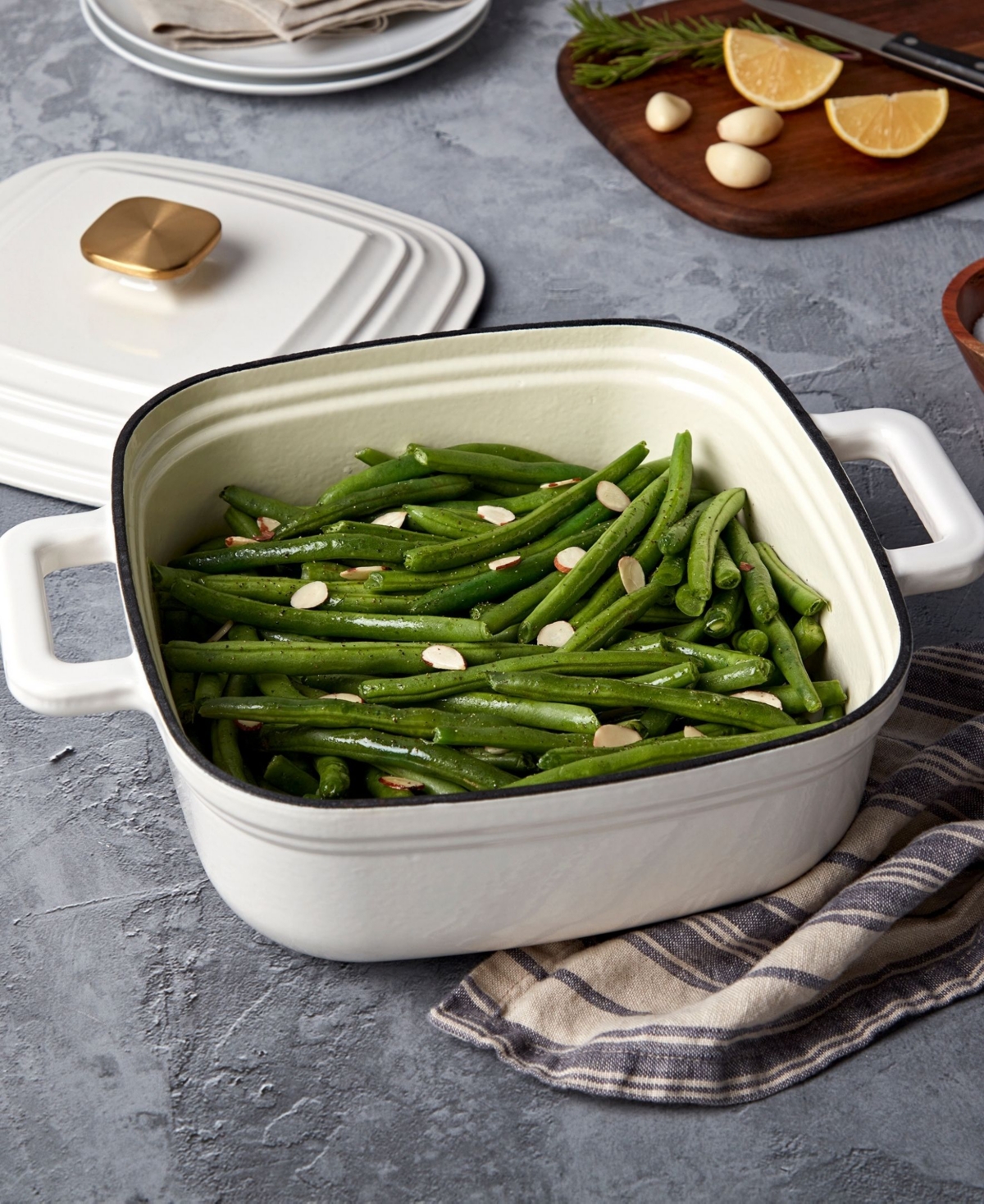 Smith And Clark Smith & Clark Enameled Cast Iron 4-qt. Square Dutch Oven In White