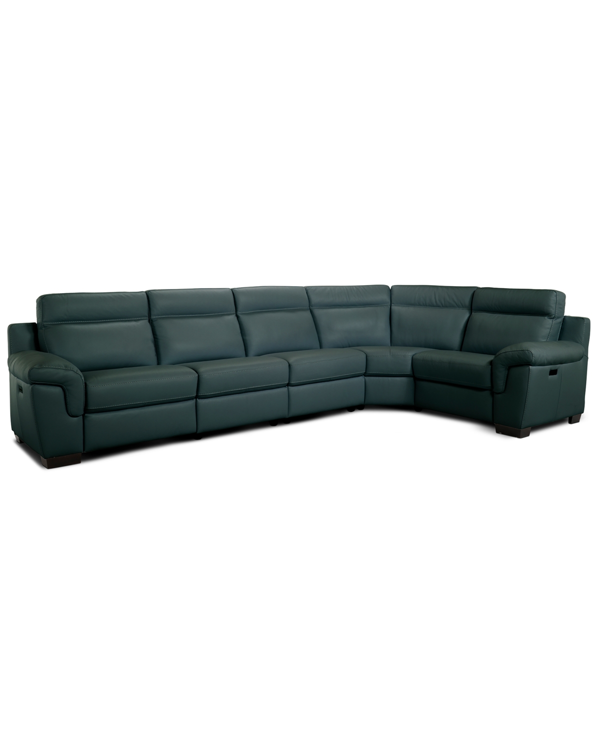 Macy's Julius Ii 5-pc. Leather L Sectional With 2 Power Recliners,  Exclusive In Blue
