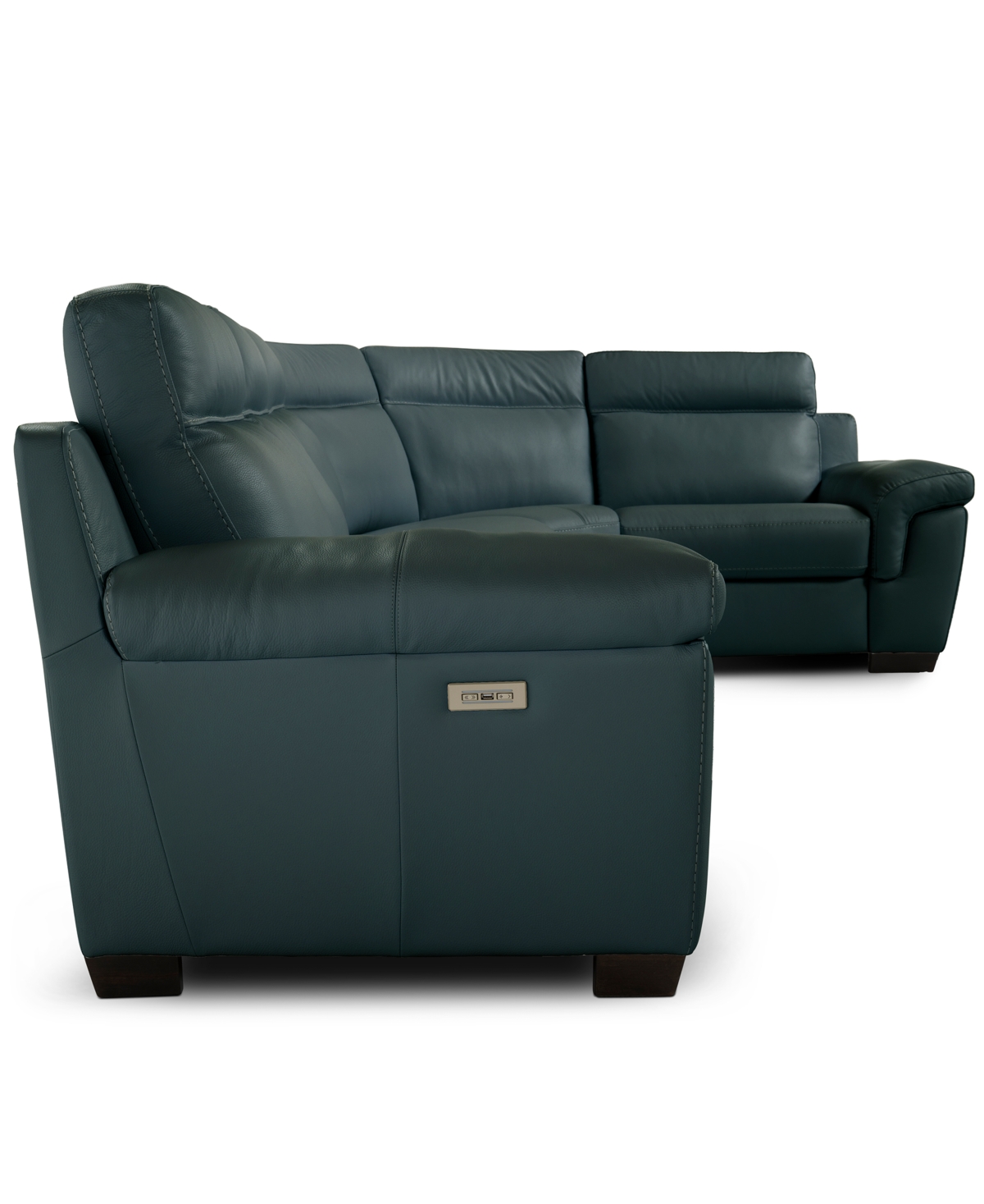 Macy's Julius Ii 5-pc. Leather L Sectional With 2 Power Recliners,  Exclusive In Blue