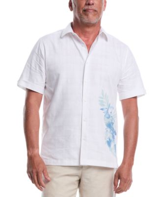 Cubavera - Men's Tropical Placement Print Short Sleeve Button-Front Shirt