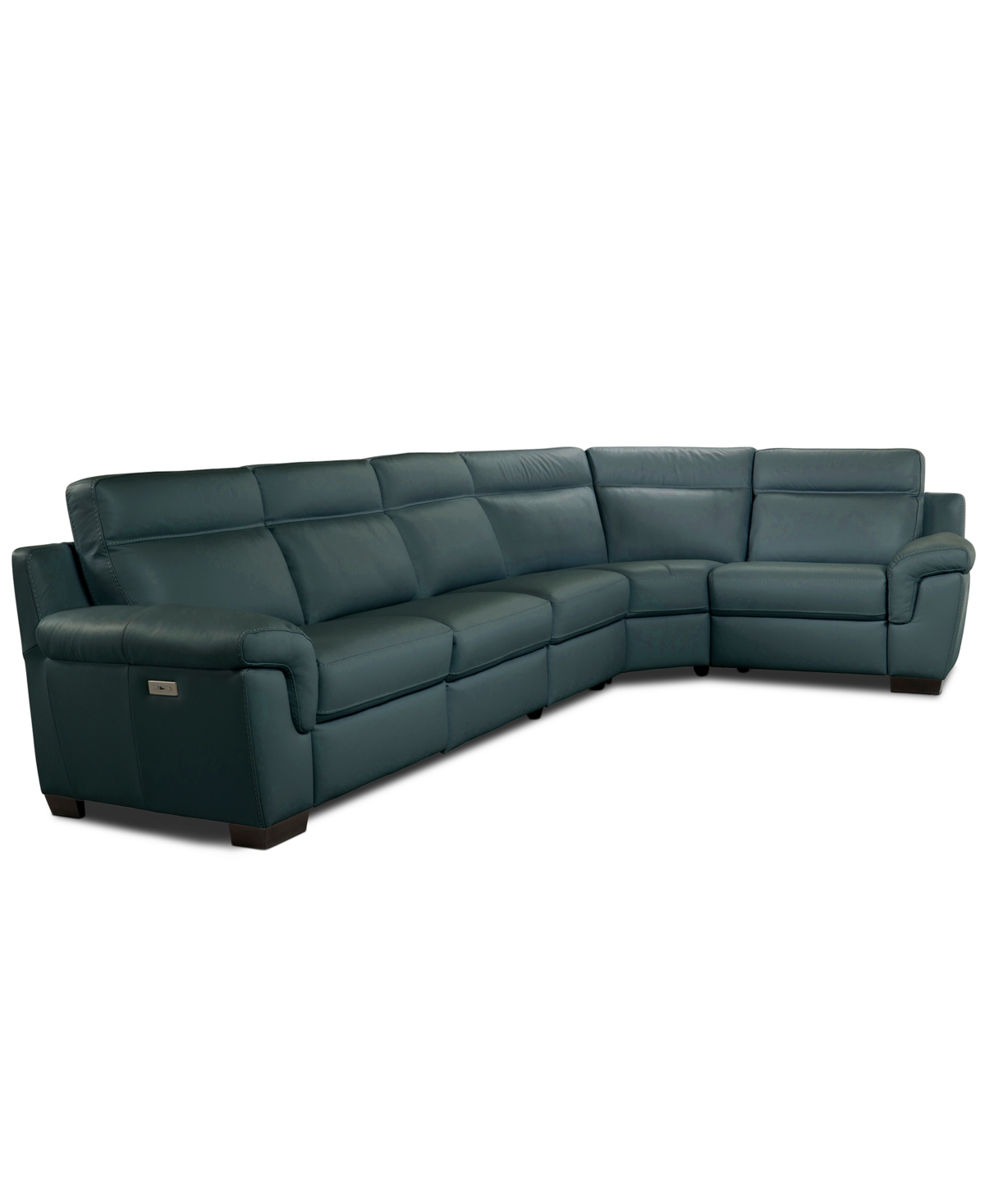 Macy's Julius Ii 5-pc. Leather L Sectional With 3 Power Recliners,  Exclusive In Blue