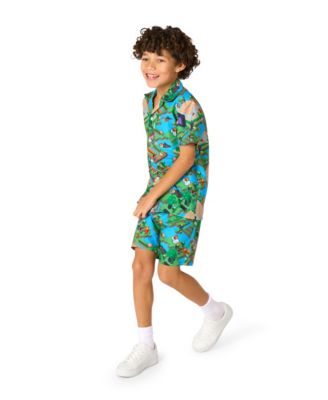 Big Boys 2-Piece Minecraft Summer Short Sleeve Shirt and Shorts Set