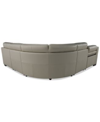 Julius II 5-Pc. Leather Chaise Sectional with 1 Power Recliner, Macy's Exclusive