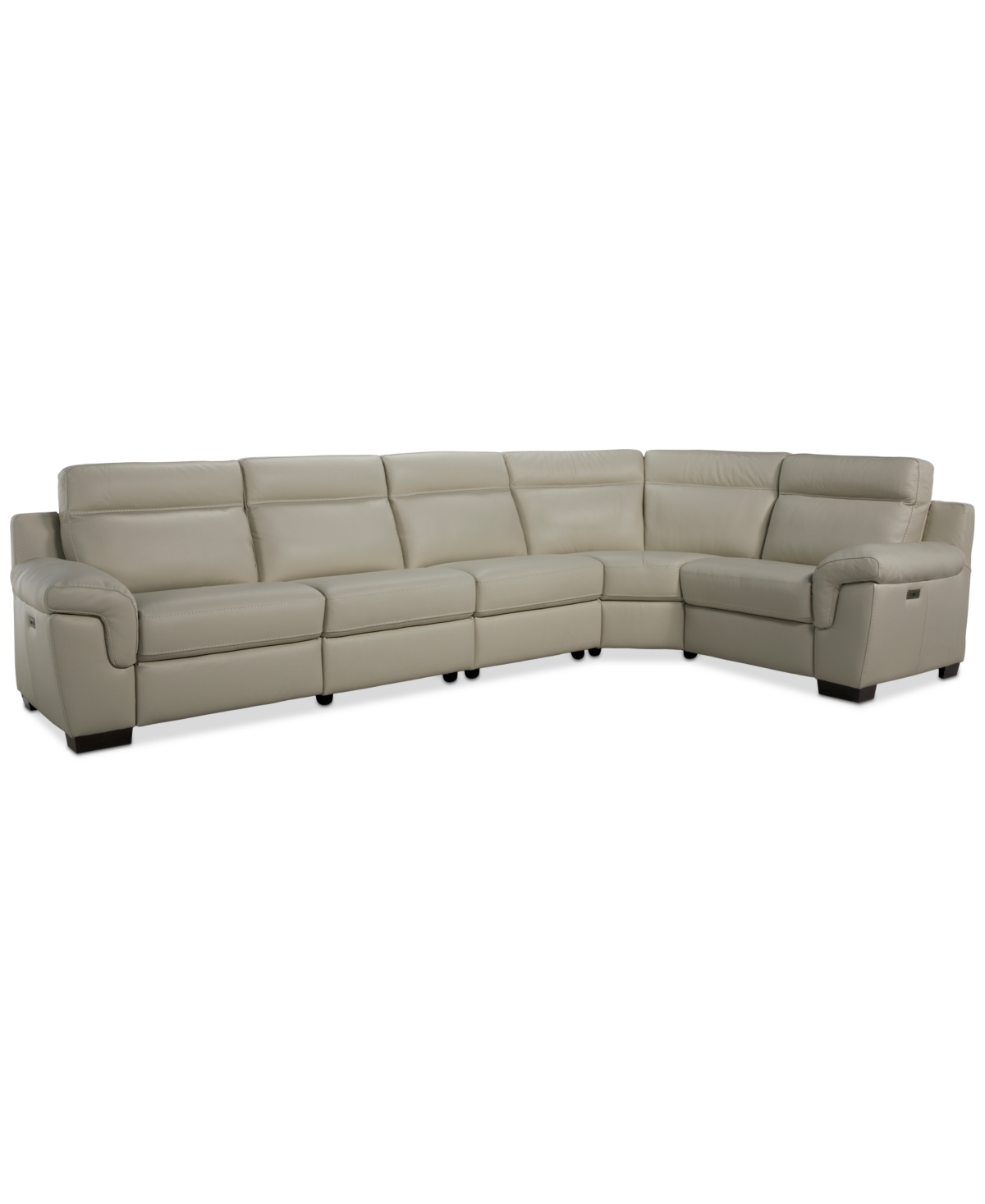 Macy's Julius Ii 5-pc. Leather L Sectional With 2 Power Recliners,  Exclusive In White