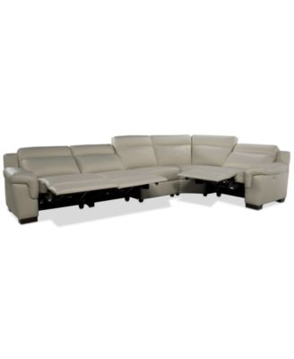 Julius II 5-Pc. Leather L Sectional with 3 Power Recliners, Macy's Exclusive