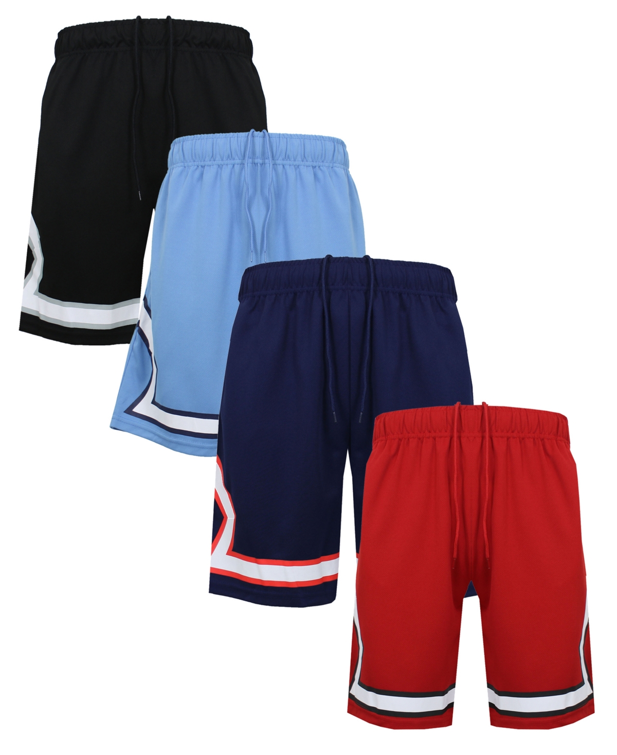 Men's 4-Pack Lightweight Breathable Moisture Wicking Mesh Shorts - Black, Light blue, Navy, Red