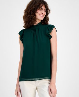 Women's Printed Flutter-Sleeve Top